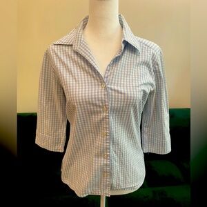 Gingham professional business casual button down blouse